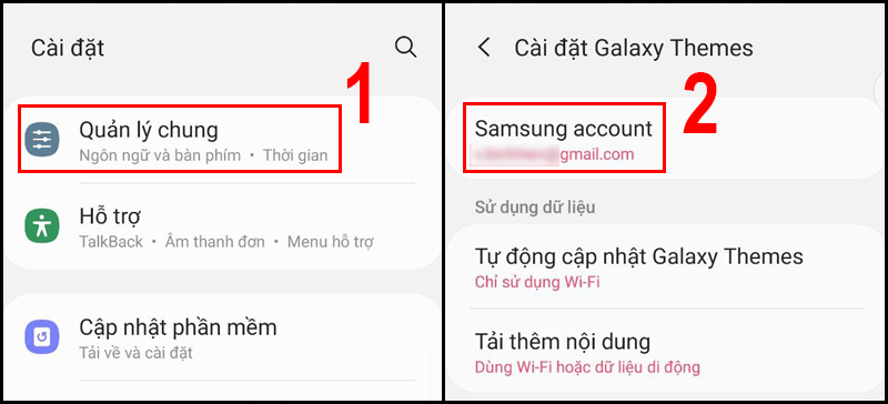 Cùng một tài khoản Samsung Cloud sẽ sử dụng được theme đã mua